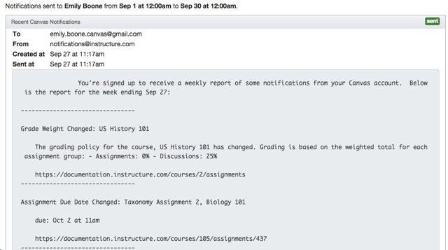 View Notifications Sent to User
